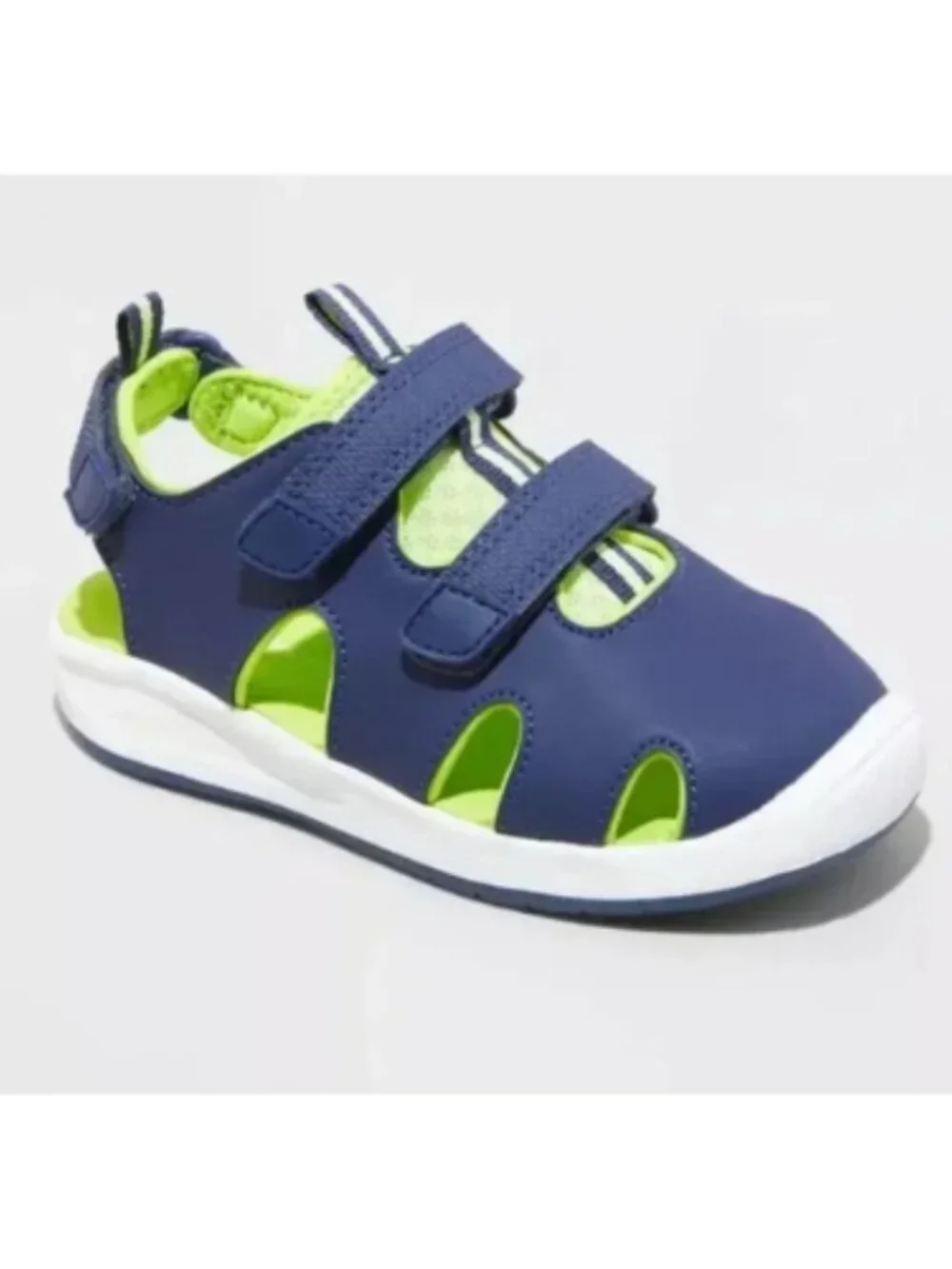Cat & Jack Hank Boys Closed Toe Sandals Blue Lime Hook & Loop Summer Size 12